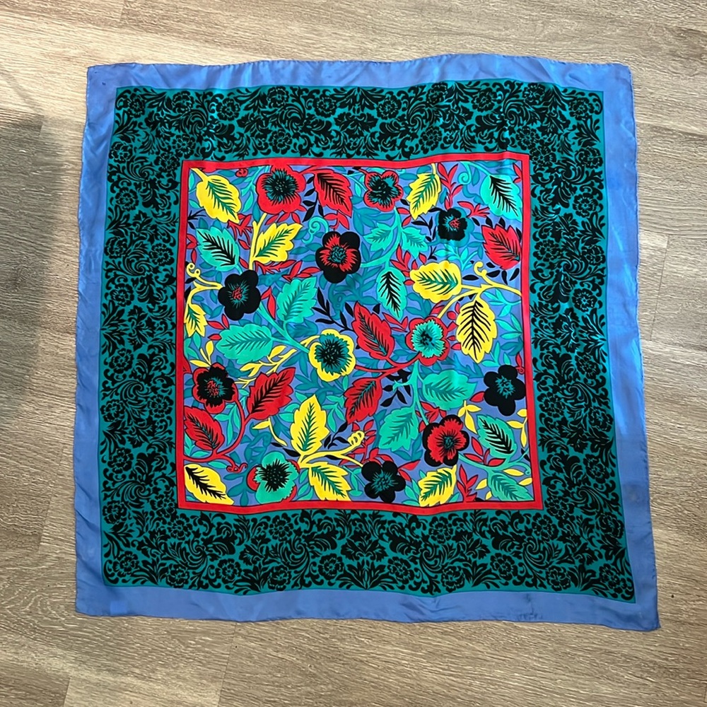 Beautiful 100% silk scarf with bright bold patterns